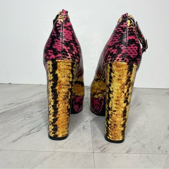 Jeffrey Campbell Okurr Chunky Platform Snakeprint Leather Pump 7 1/2 - Picture 3 of 16